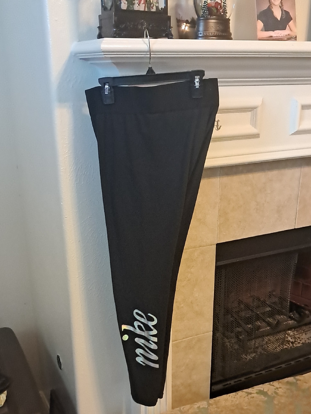 Nike Black Leggings with Reflective Vertical Script